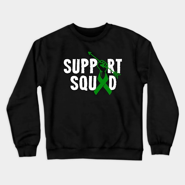 Support Squad Liver Cancer Awareness carcinoma green Ribbon Crewneck Sweatshirt by ArtedPool